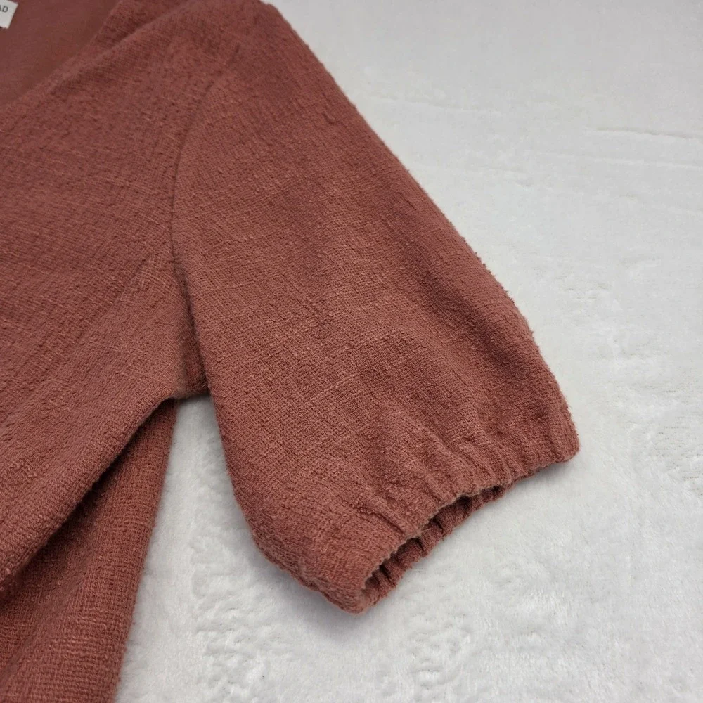 Madewell Texture & Thread Wrap Top Womens Small Rust Short Sleeve Tie Side